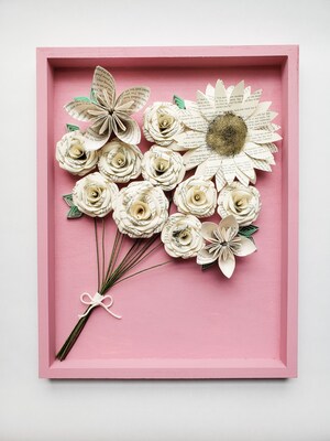 Large Framed Paper Flower Art - Bouquet - image1